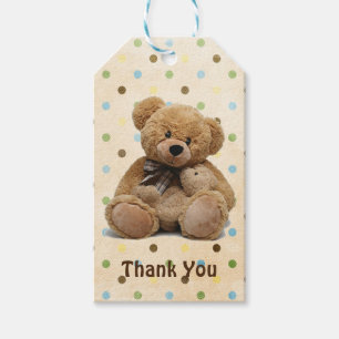 Brown Teddy Bears on Polka Dots Danke Geschenkanhänger