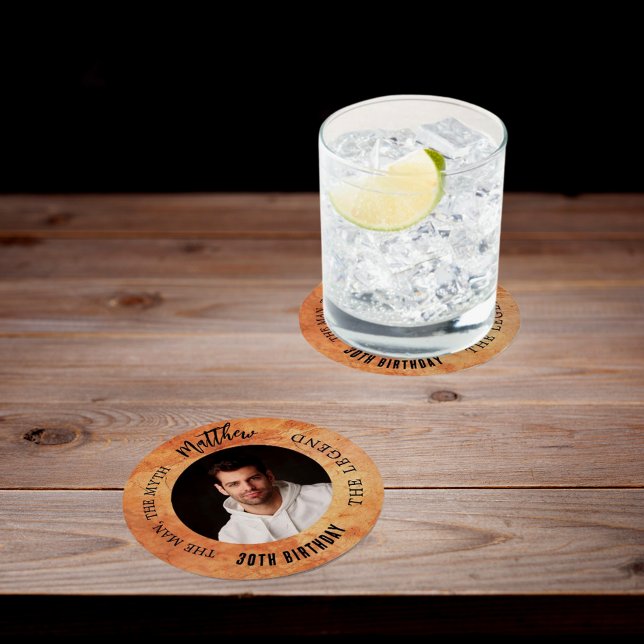 Brown terracotta Foto Mythos Legende Geburtstag Runder Pappuntersetzer (Von Creator hochgeladen)