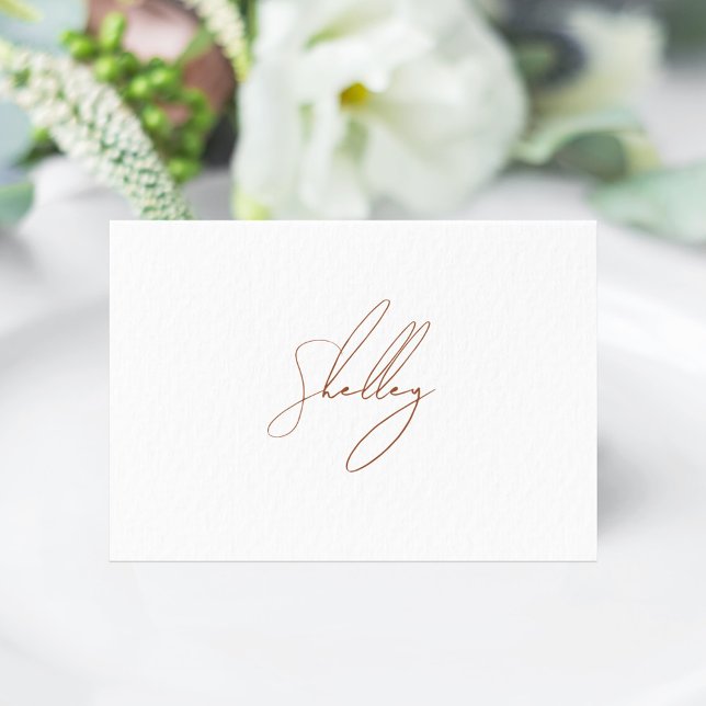 Brown Terracotta Guest Name Table Card Platzkarte (Brown Terracota Individual name Place Card)