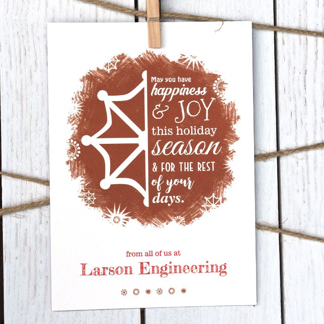 Brown, Terracotta, Red Company Christmas Card Einladung (Burnt Orange Company Christmas Holiday Greeting Cards, Modern Orange Company Logo)