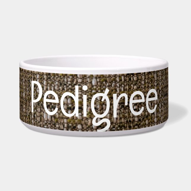 Brown Textile Pet Bowl mit PEDIGREE Text Napf (Vorderseite)