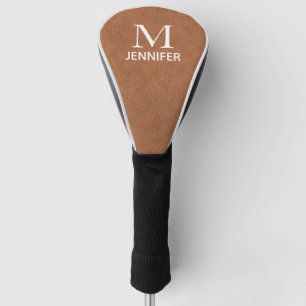 Brown Textured Leather Monogram Personalisiert Nam Golf Headcover