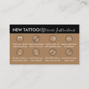 Brown Theme Body Art Aftercare Instruction Tattoo Visitenkarte