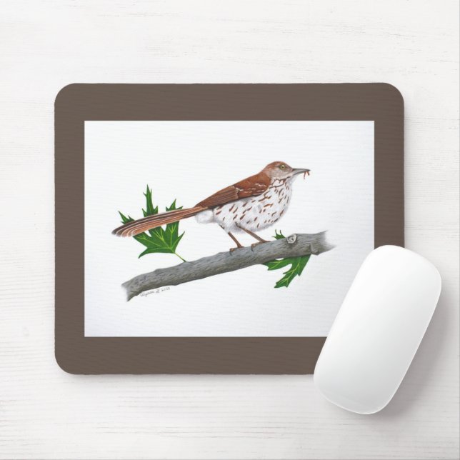 Brown Thrasher Mousepad (Mit Mouse)