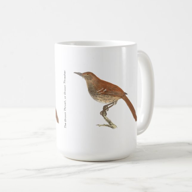 Brown Thrush oder Brown Thrasher, New Yorker Vögel Kaffeetasse (VorderseiteRechts)