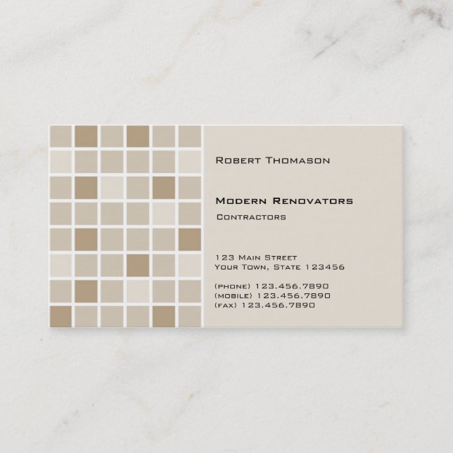 Brown Tile Business Card Visitenkarte (Vorderseite)