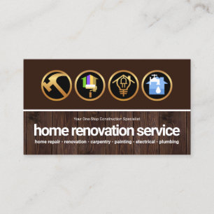 Brown Timber Wood Gold Construction Handyman Tools Visitenkarte