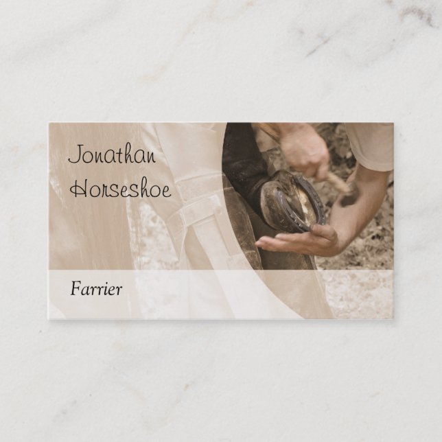 Brown tönte Foto einer Hufschmiedfunktion ab Visitenkarte (Vorderseite)