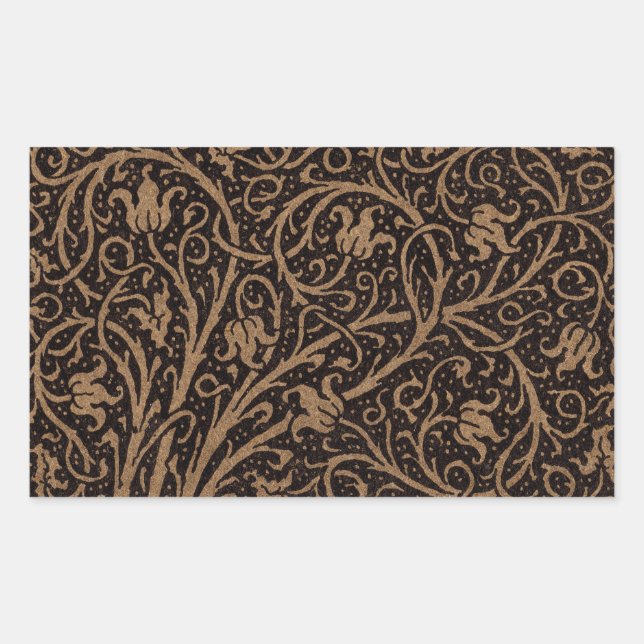 Brown Toolkit Leather Art Nouveau Floral Rechteckiger Aufkleber (Vorderseite)
