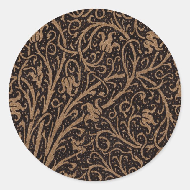 Brown Toolkit Leather Art Nouveau Floral Runder Aufkleber (Vorderseite)