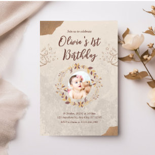 Brown Torn Papier 1er anniversaire Invitation