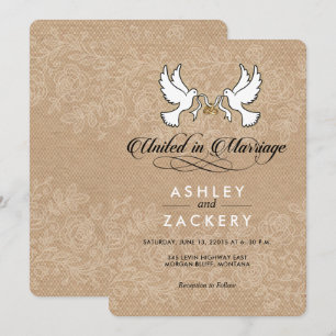 Brown tourterelle blanche Faire-part de mariage