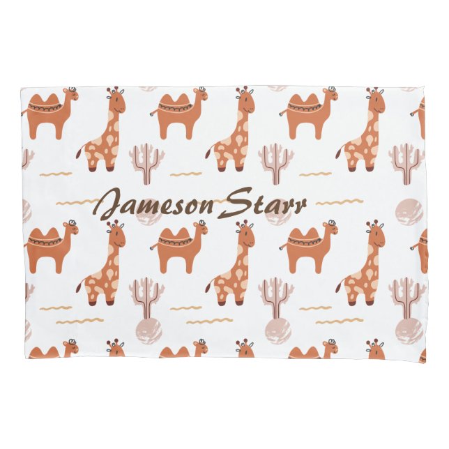 Brown Toy Cactus Camel Llama Animal Wildlife Name Kissenbezug (Vorderseite)