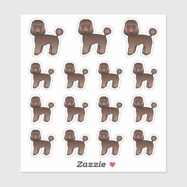 Brown Toy Poodle Niedlich Cartoon Hunde Aufkleber (Blatt)
