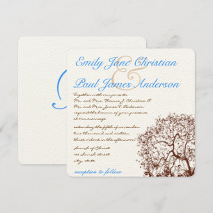 Brown Tree Aqua Blue Schriftart Einladung Hochzeit