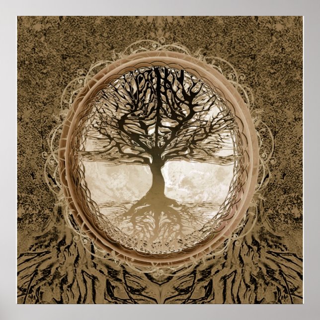 Brown Tree of Life Pattern Poster (Vorne)