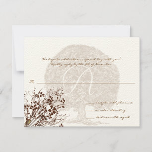 Brown Tree Wedding Monogram Response Card Einladung