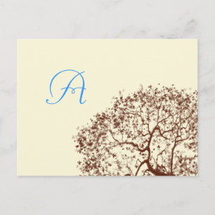 Brown Tree Wedding Monogram Response Card Einladungspostkarte