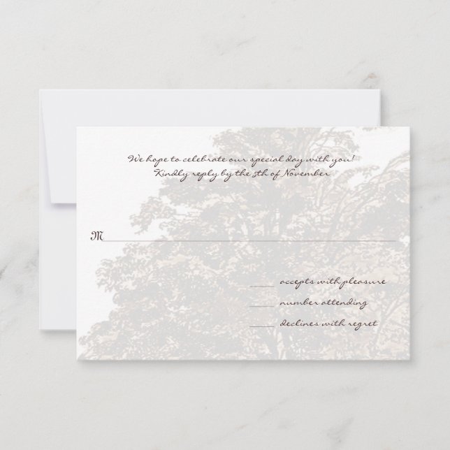 Brown Tree Wedding Monogram Response Card RSVP Karte (Vorderseite)