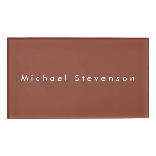 Brown Trendy Moderne Beruflich Namenschild (Vorderseite)