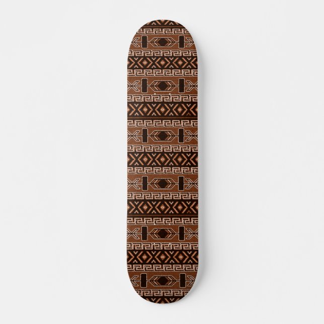 Brown Tribal Pattern Skateboard (Vorne)