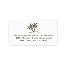 Brown Tropical Twin Palm Trees UAWG Address Labels