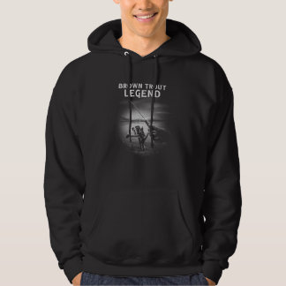 Brown Trout Legend Fishing Monochrome Reel Fisherm Hoodie
