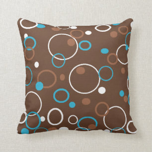 Brown-Türkis und weiße Kreise Kissen