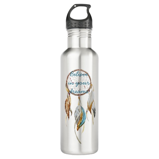 Brown Turquoise Dream Catcher Edelstahlflasche (Vorderseite)