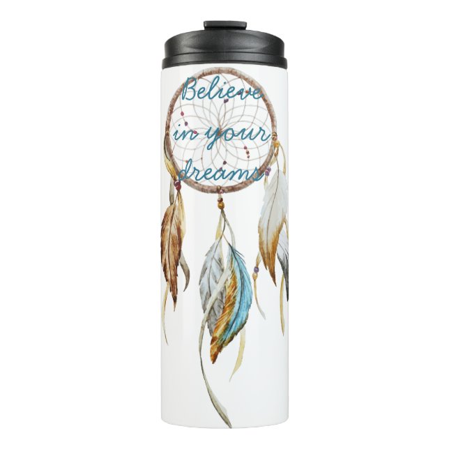 Brown Turquoise Dream Catcher Thermosbecher (Vorderseite)