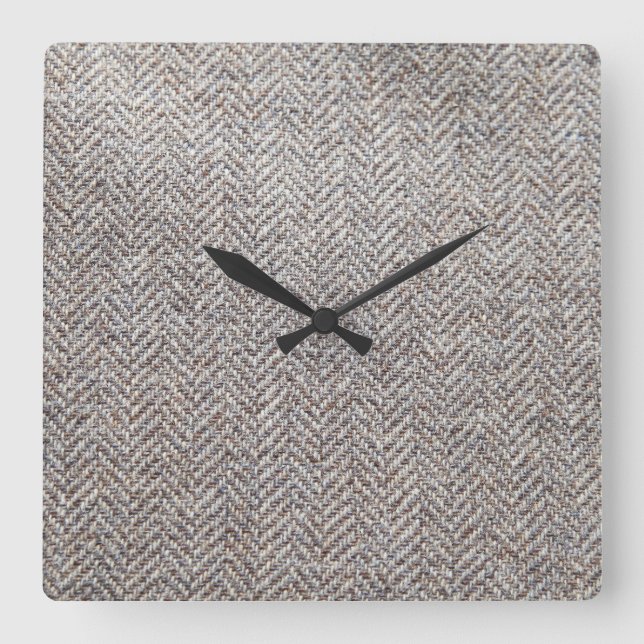 Brown-Tweedgewebe Quadratische Wanduhr (Vorderseite)