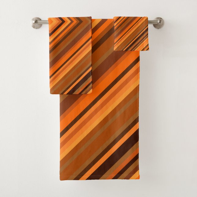 Brown u. orange Quadrat-Muster-Tuch-Set Badhandtuch Set (Insitu)