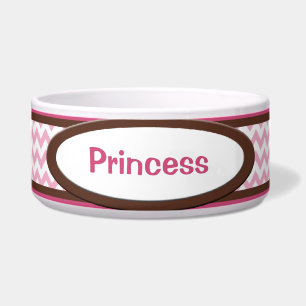Brown u. pinkfarbene Zickzack personalisierte Napf