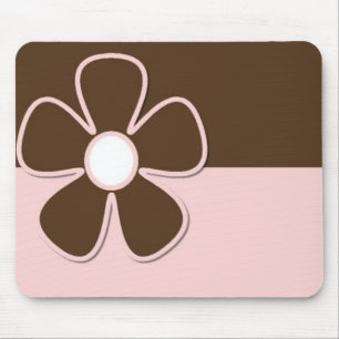 Brown u. Rosa mit Gänseblümchen-Blume Mousepad