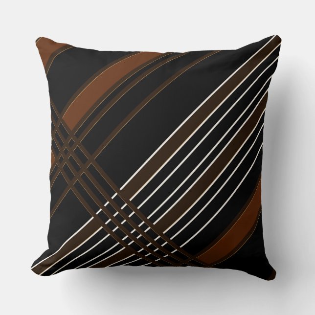 Brown- u. Schwarz-Diagonalstreifen Kissen (Vorderseite)