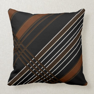 Brown- u. Schwarz-Diagonalstreifen Kissen