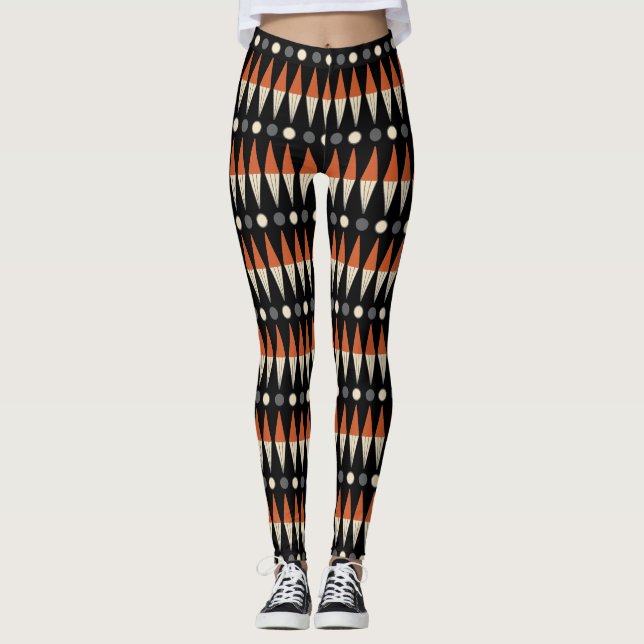 Brown u. schwarze Mitte- des Jahrhundertsmodernes Leggings (Vorderseite)