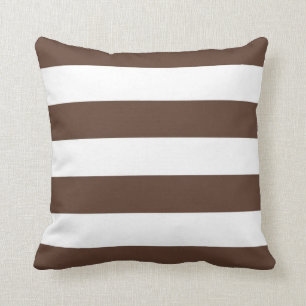 Brown u. weißes gestreiftes Kissen