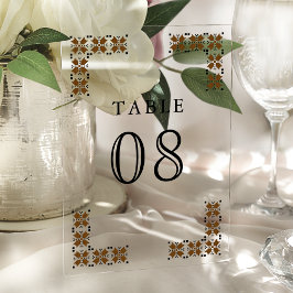 Brown Ukrainian Wedding Acrylic Table Number Acryleinladungen