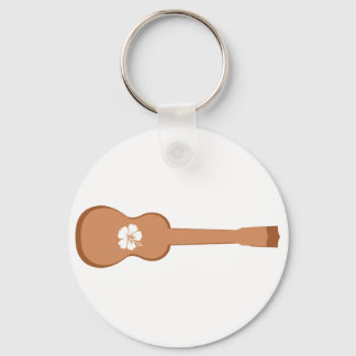 Brown Ukulele und weißer Hibiskus Schlüsselanhänger