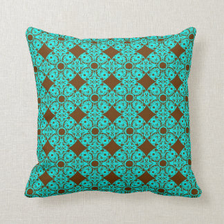 Brown- und Aqua-Medaillon-Kissen Kissen