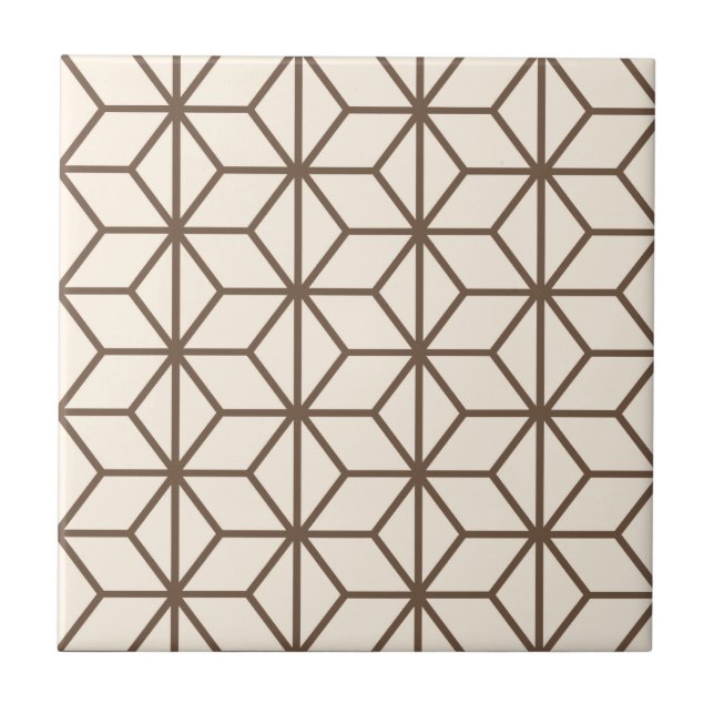 Brown und beige geometrisches KunstDeko Muster Fliese (Vorderseite)