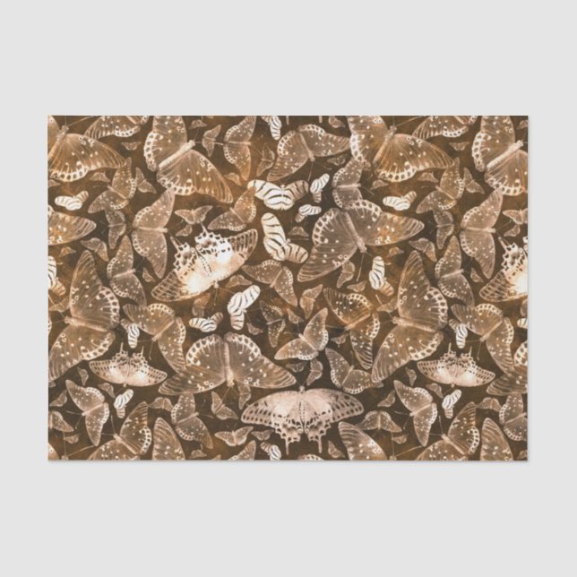 Brown und beige Schmetterlings-Muster Seidenpapier (Vorderseite)
