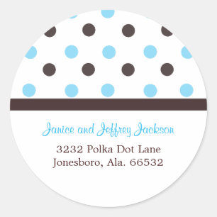 Brown und Blau: Polka-dot- addressaufkleber Runder Aufkleber