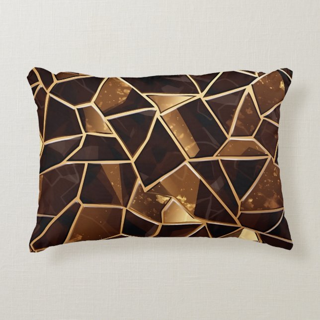 BROWN- UND GOLD-MOSAIC-CHIP-MUSTER DEKOKISSEN (Vorderseite)