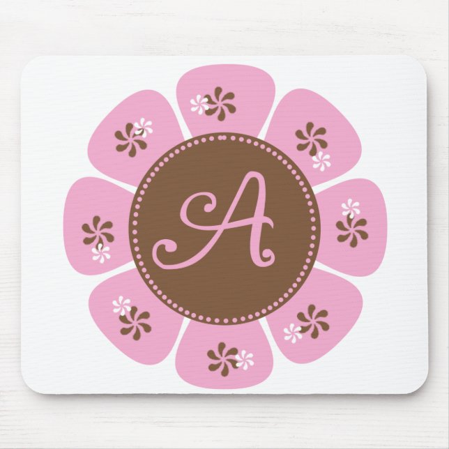 Brown und rosa Monogramm A Mousepad (Vorne)