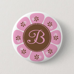 Brown und rosa Monogramm B Button