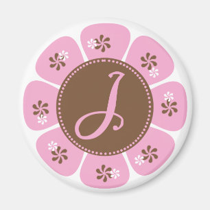Brown und rosa Monogramm J Magnet