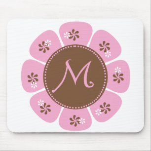 Brown und rosa Monogramm M Mousepad