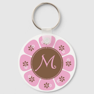 Brown und rosa Monogramm M Schlüsselanhänger